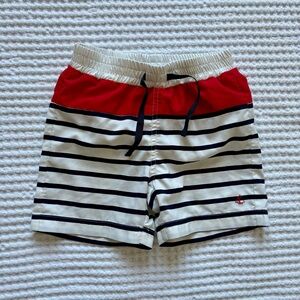 Petit Bateau Toddler Boy’s Red White and Blue Striped Swimsuit Trunks - Size 4